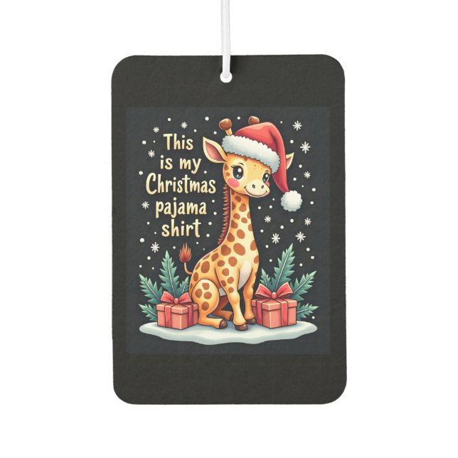 Ambientador Giraffe Wearing Santa Hat Matching Christmas Pajam (Anverso)