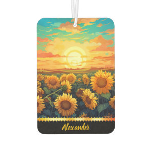 Ambientador girasoles brillantes bajo la luz del sol dorado