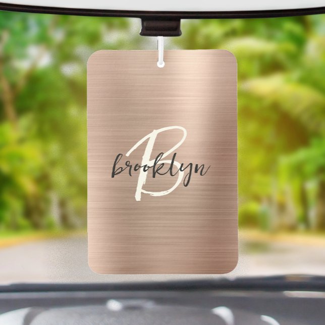 Ambientador Glam Rose Gold Brushed Metal Black White Monogram  (Subido por el creador)