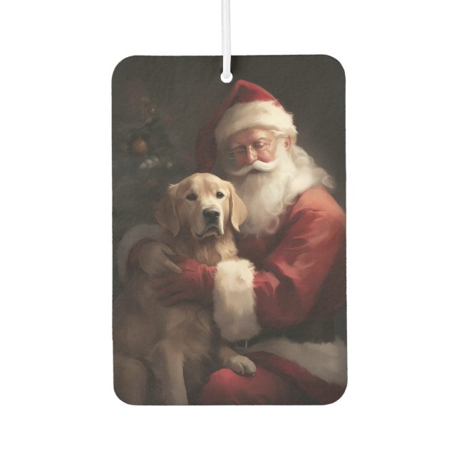 Ambientador Golden Retriever Con Navidades De Santa Clause (Anverso)