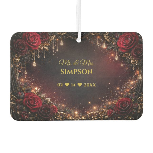 Ambientador Gothic Roses Couples Names & Wedding Date (Anverso)