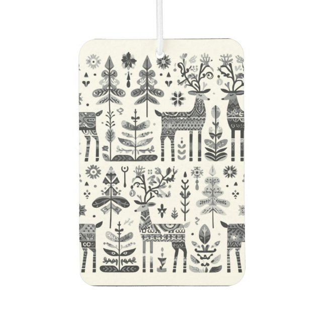 Ambientador Gracioso patrón de renos blancos y negros (Anverso)