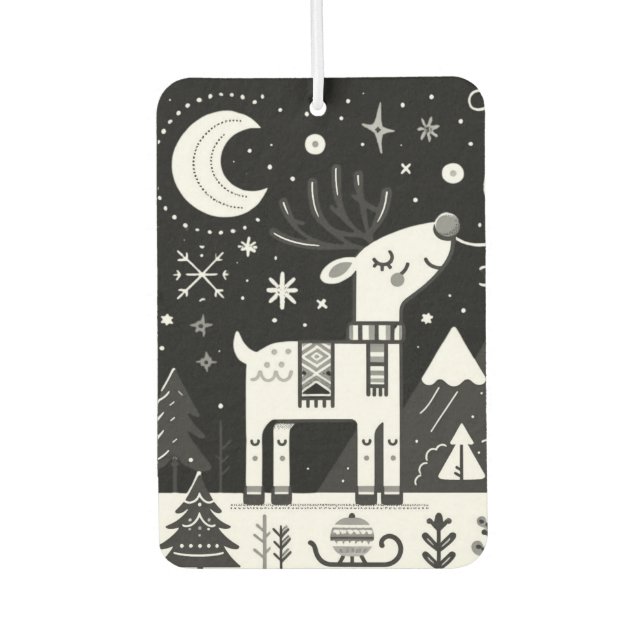 Ambientador Gracioso patrón de renos blancos y negros (Anverso)