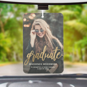 Ambientador Graduación con guión dorado de foto personalizada