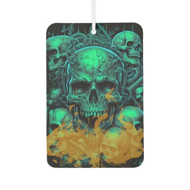 Ambientador Green Skulls Flames Gothic Scary Lifestyle (Anverso)