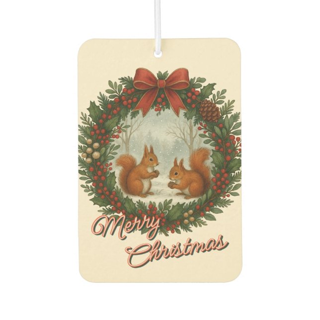 Ambientador Guirnalda de vacaciones inglesa retro con ardillas (Anverso)