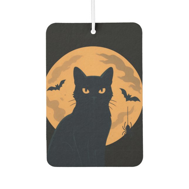 Ambientador Halloween con silueta de gato negro espeluznante (Anverso)