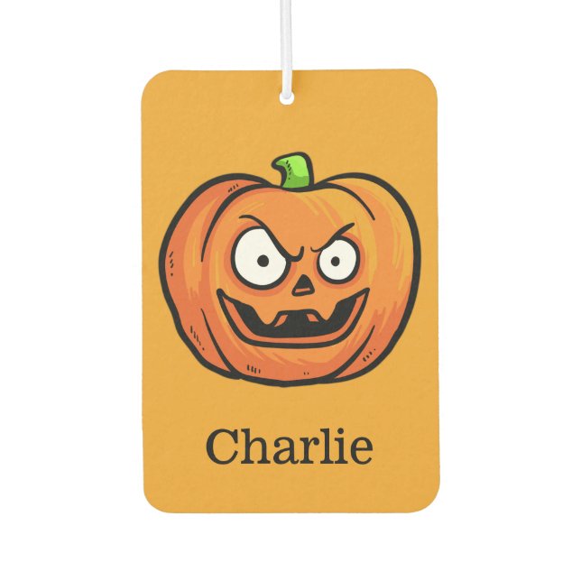 Ambientador Halloween Pumpkins nombre personalizado aire fresc (Anverso)