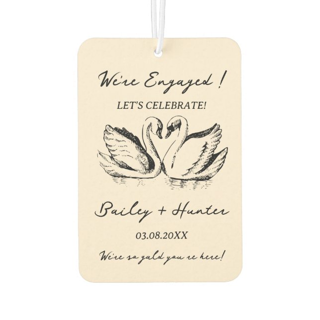 Ambientador hand drawn Couple Swan Whimsical Wedding (Reverso)