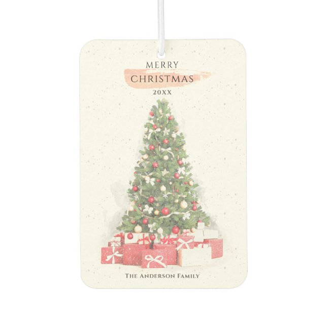 Ambientador Hermoso Árbol de Navidad acuarela Vacaciones arte (Anverso)