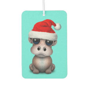 Ambientador Hipopótamo del bebé que lleva un gorra de Santa