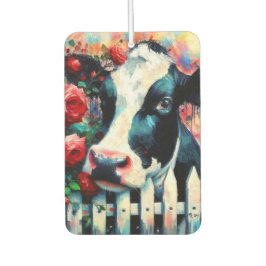 Ambientador Holstein Cow Picket Fence Red Roses Black Red