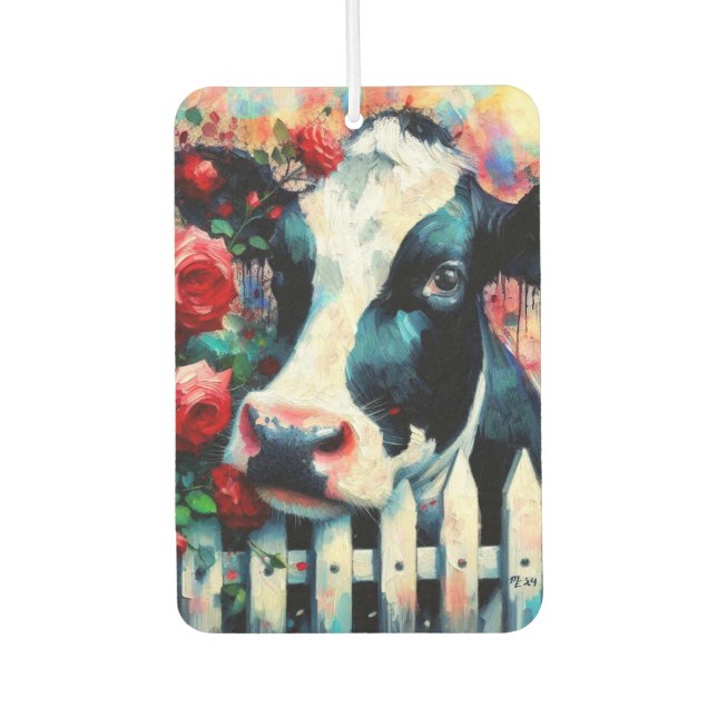 Ambientador Holstein Cow Picket Fence Red Roses Black Red (Anverso)