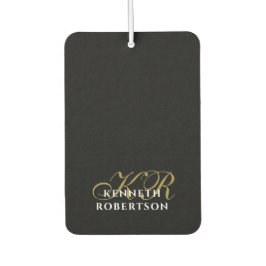 Ambientador Hombres elegantes monograma minimalista negro oro 