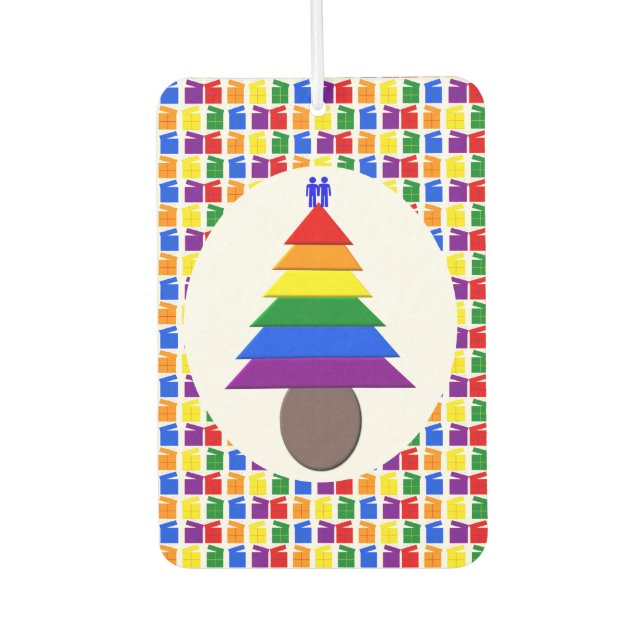 Ambientador Hombres gay arcoiris Árbol de Navidad y regalo (Anverso)