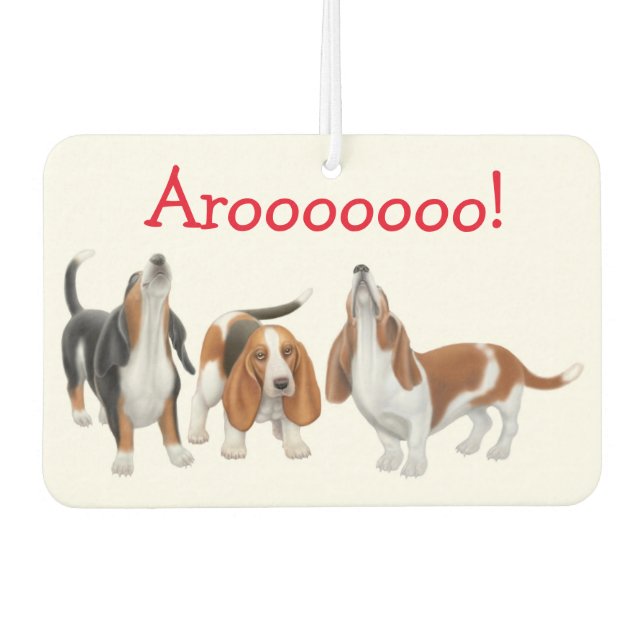 Ambientador Howling Basset Hound Dogs Air Freshener (Anverso)