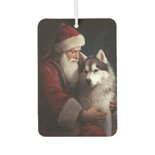 Ambientador Husky Siberiano con Claus Santa Festivo Navidad