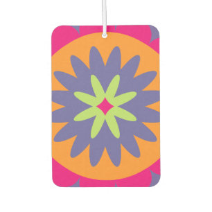 Ambientador ilustracion de formas florales naranja y rosa