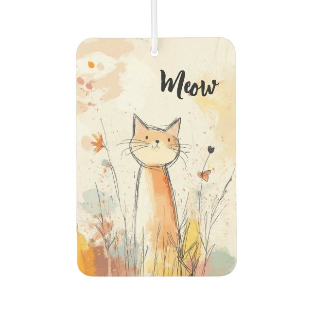 Ambientador Ilustracion de gato de Naranja Adorable Personaliz (Anverso)