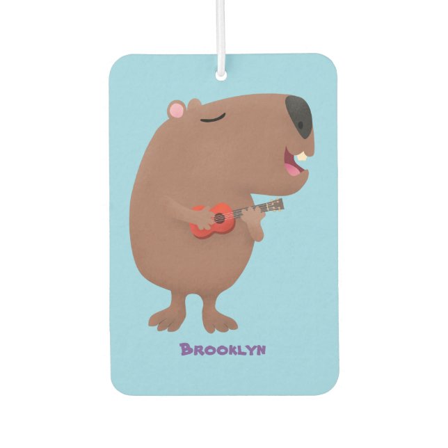 Ambientador Ilustracion personalizado de capybara ukulele cant (Anverso)