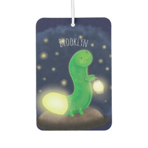Ambientador Ilustracion personalizado de gusano de brillo verd