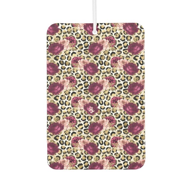 Ambientador Impresión de Leopardo Floral Rosa Girly Gold (Anverso)