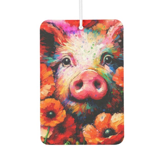 Ambientador Impresionante cerdo en flores de amapola roja (Anverso)