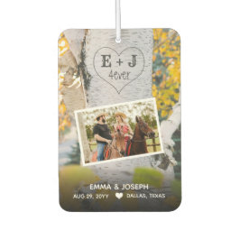 Ambientador Iniciales Rústicas 4ever Heart Carved Tree Boda