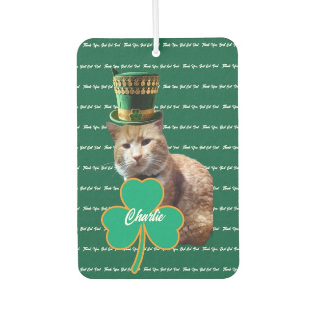 Ambientador Irish Cat Dad Shamrock Air Freshener (Anverso)