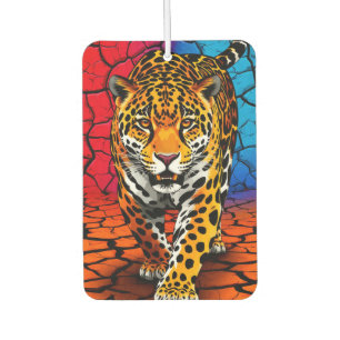Ambientador Jaguar sobre fondo de tierra agrietada