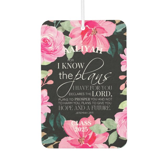 Ambientador Jeremiah 29:11 Personalización floral Tassel Toppe (Anverso)