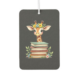 Ambientador Jirafa Linda Con Libro Floral Bookworm Bibliotecar