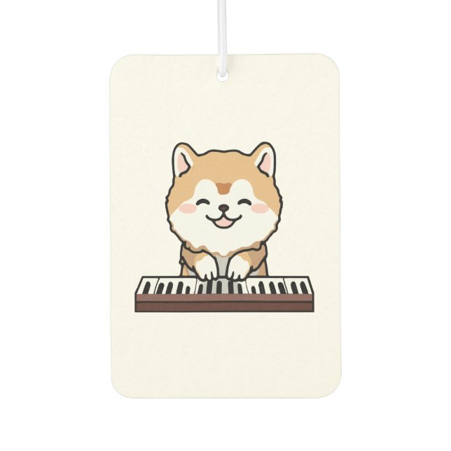 Ambientador Kawaii Cute Dog Jugando El Teclado Piano (Anverso)