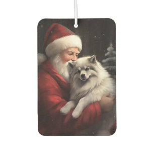 Ambientador Keeshond con Santa Claus Navidad Festiva
