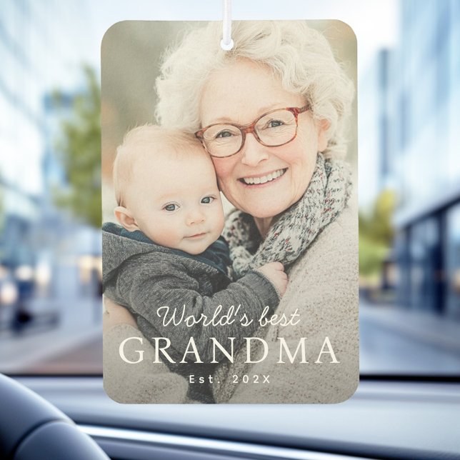 Ambientador La mejor abuela del mundo, foto del año próximo (World's best grandma grandmother est year photo air freshener)