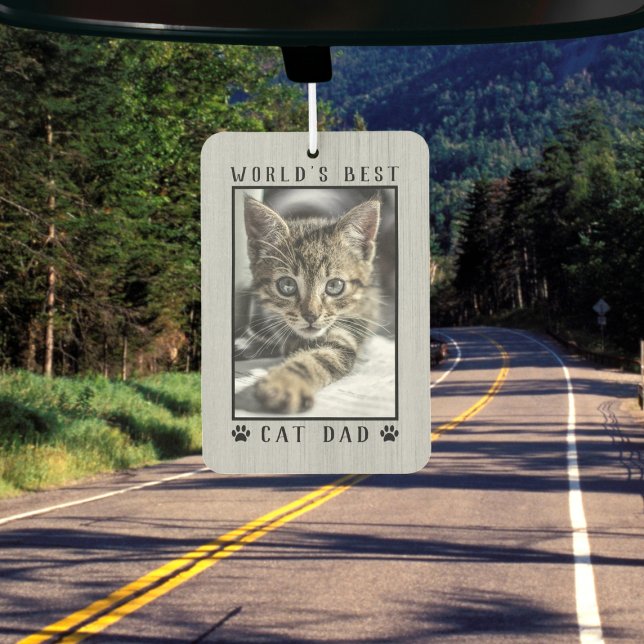 Ambientador La mejor pintura de papá gato del mundo imprime ma (World's Best Cat Dad Paw Prints Pet Photo Frame Air Freshener)