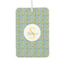 Lemon Watercolor Blue Mediterranean Tile Pattern