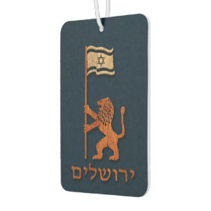 Ambientador León del Día de Jerusalén con bandera