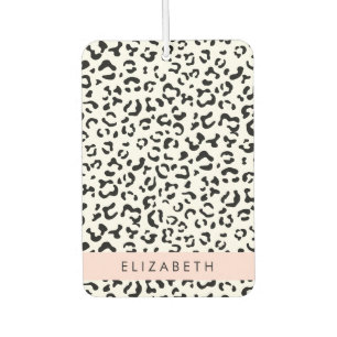 Ambientador Leopard Print, Spots, Black And White, Tu Nombre