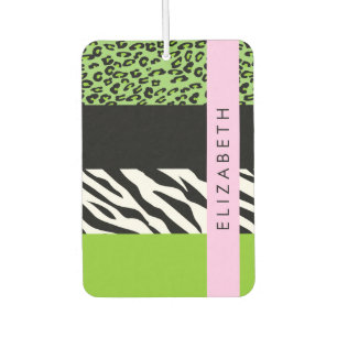 Ambientador Leopardo Print, Zebra Print, Green, Your Name