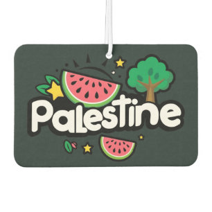 Ambientador Linda palabra Palestina rodeada de árbol de sandía