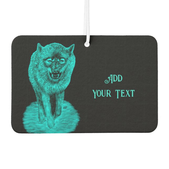 Ambientador Lobo negro enojado en la noche (Anverso)