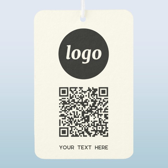 Ambientador Logotipo Código QR Mensajes de texto promocionales (Simple logo QR code custom text business branding promotional car motor vehicle air freshener)