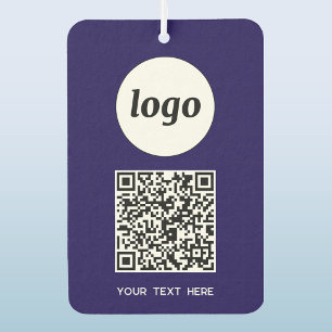 Ambientador Logotipo Código QR Textos Comerciales Navy Azul