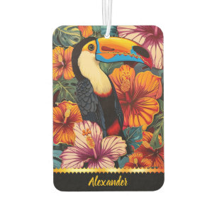 Ambientador Loro toscano en medio de flores tropicales vibrant