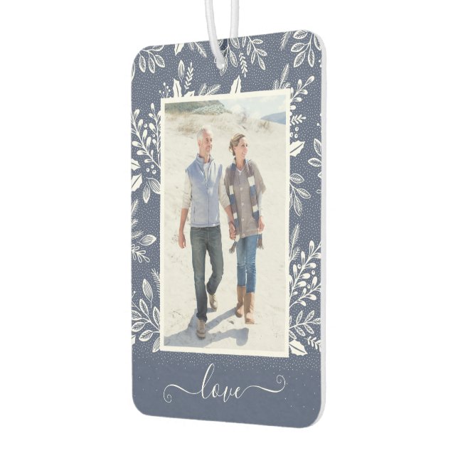Ambientador LOVE Auto fotográfico azul personalizado (Izquierda)