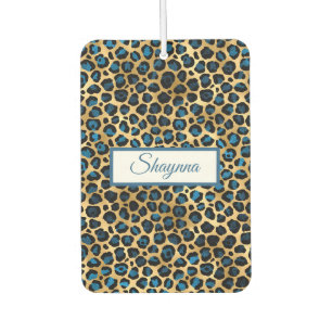 Ambientador Lugares reales de leopardo azul y negro en oro