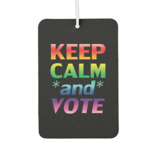 Ambientador Mantengan la calma y voten tipografía arco iris or