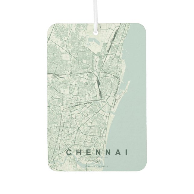 Ambientador Mapa de la ciudad de Chennai India Diseño Mínimo (Anverso)