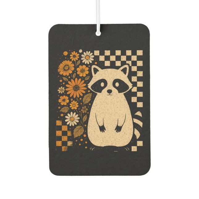 Ambientador Mapache de Halloween a Cuadros Retro (Anverso)